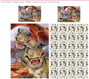 image shows dinosaur duvet cover