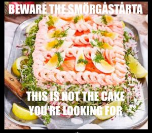 image shows swedish smörgåstårta