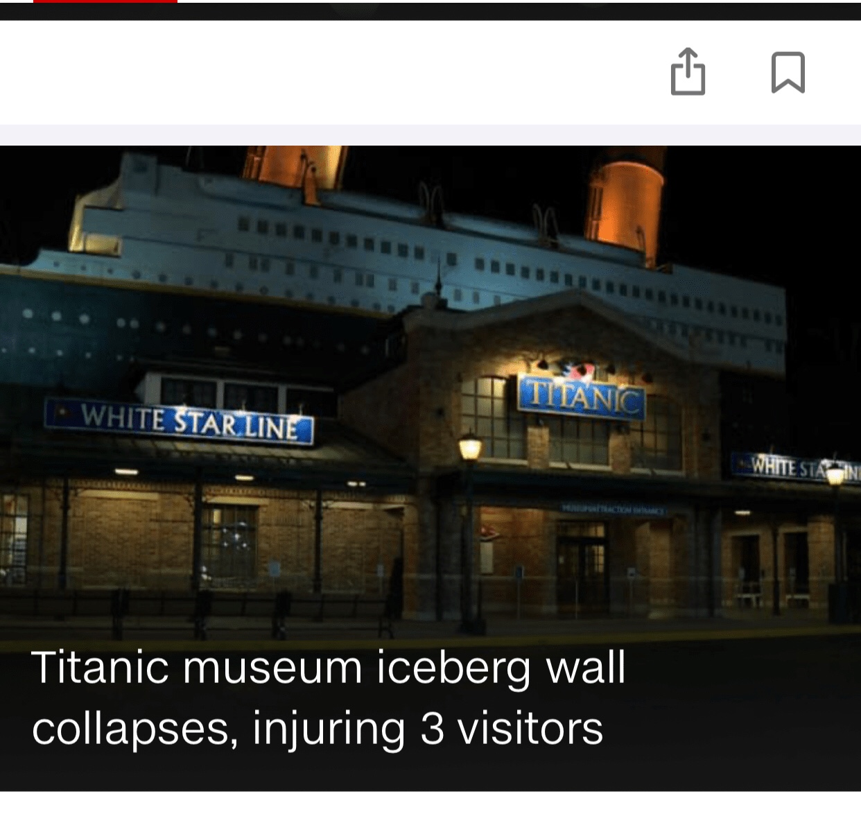 image depicts irony as titanic museum iceberg wall collapses