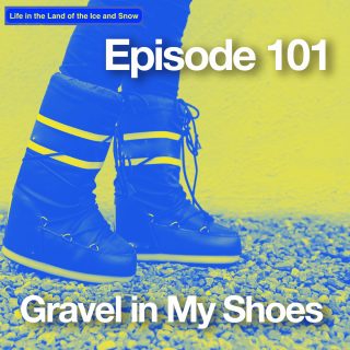 image shows boots on gravel