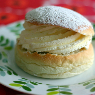 image shows a beautiful pastry called the semla