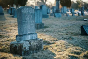 image shows gravestones