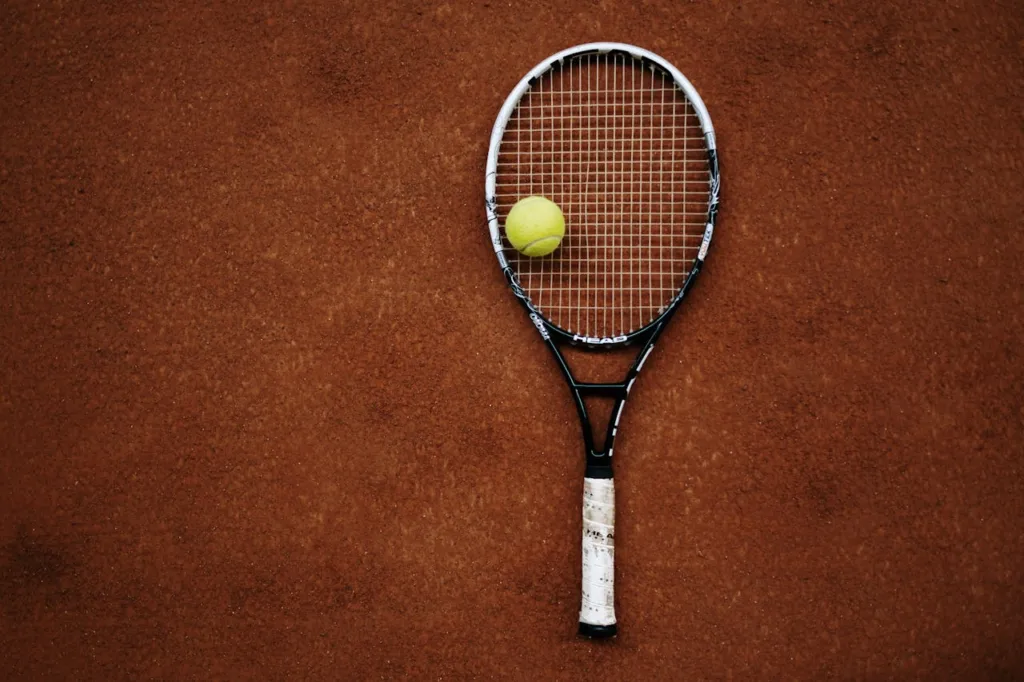 image shows a tennis racket and ball